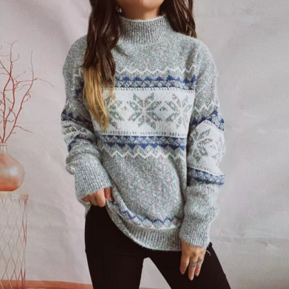 New Chenille Thickened Snowflake Pattern Turtlene… - image 1